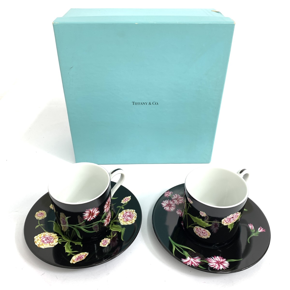 TIFFANY&Co. 大皿&ペアカップ セット ティファニー カップ＆ソーサー ブーケ ペアセットTIFFANY&Co