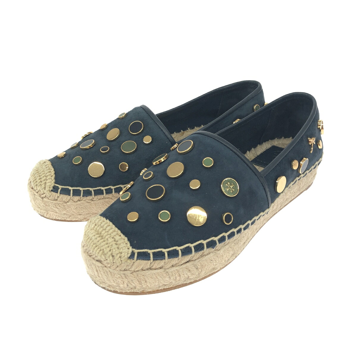 TORYBURCH トリーバーチ エスパドリーユ  書きあらわす大きさ:5.5 スエードクロス×スタッズ    米国海軍 レディース【中古】