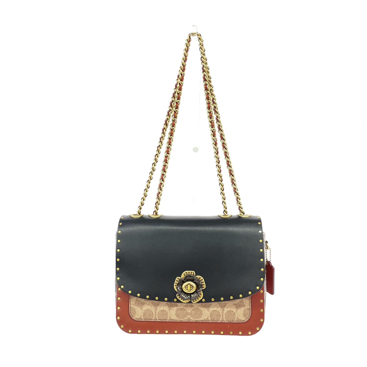 COACH コーチ ショルダーバッグ シグネチャー/フラワーターンロック/PVC 4679 ブラウン レディース【中古】