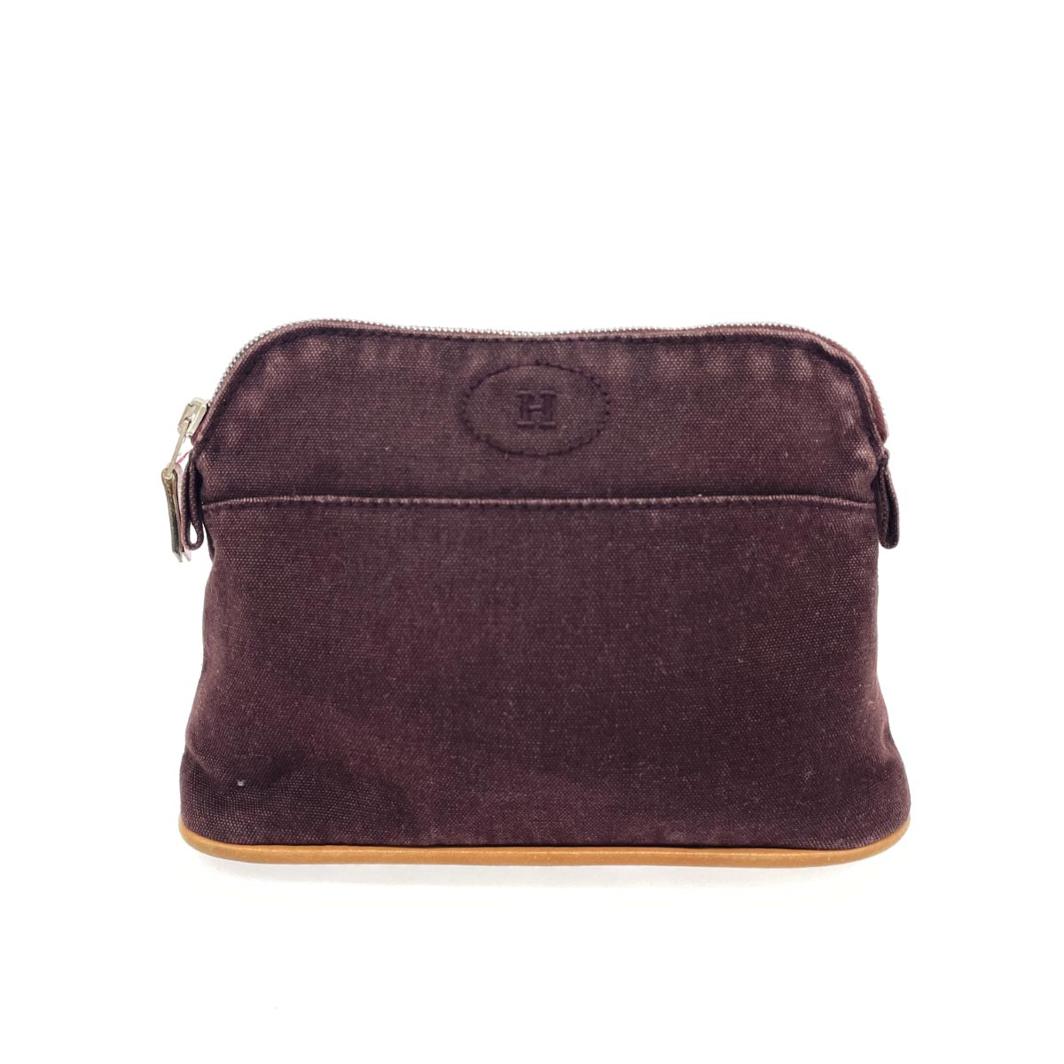 HERMES エルメス ボリードポーチ キャンバス ブラウン ユニセックス【中古】