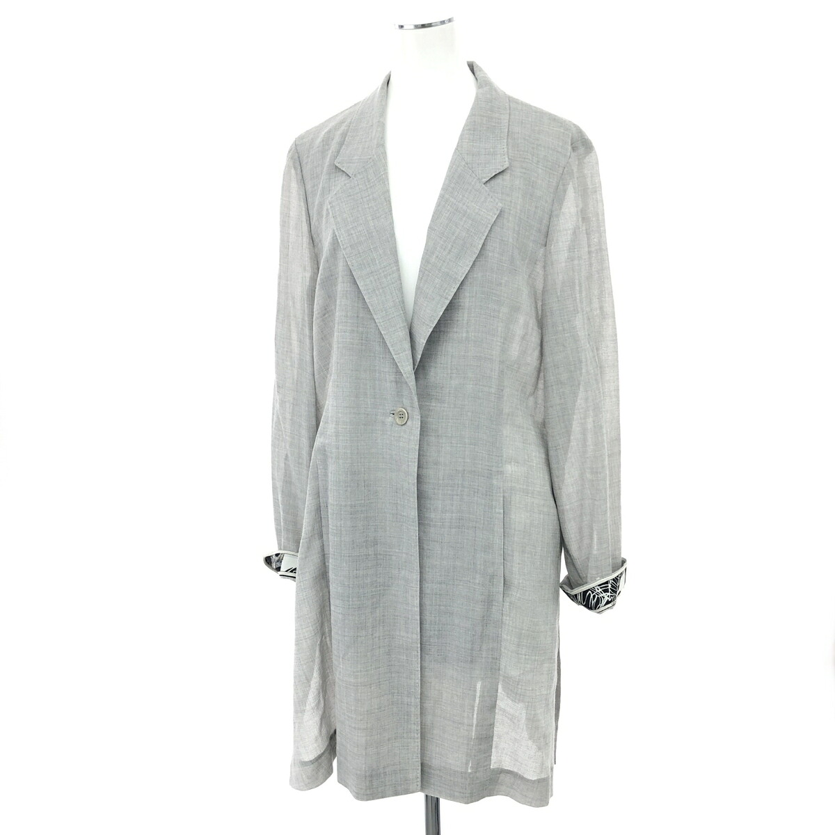 LEONARD レオナール ロングコート サイズ:13 ウール100％/薄手ジャケット 0331356 グレー レディース【中古】