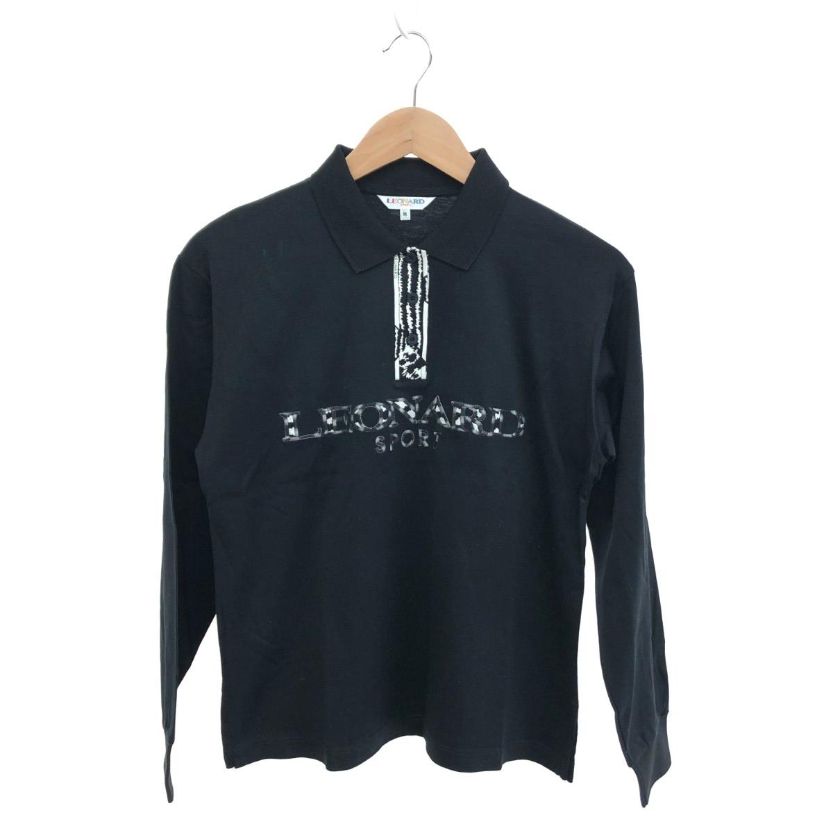 LEONARD SPORT レオナールスポーツ ポロシャツ 良好 サイズ:M ゼブラ柄/長袖 ブラック レディース【中古】
