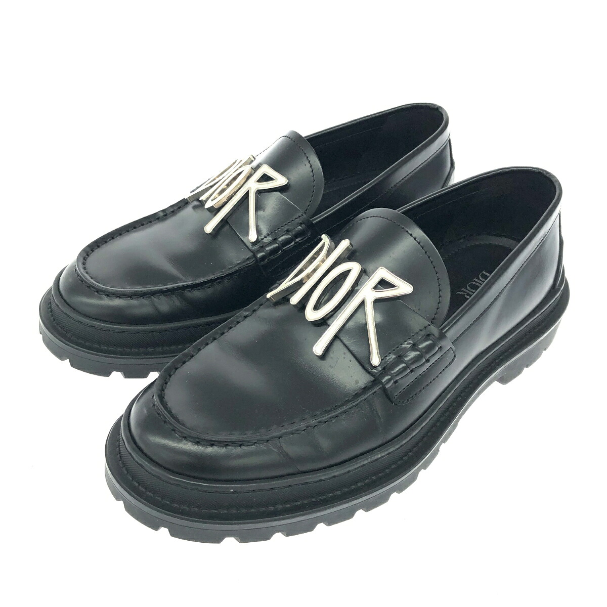Dior HOMME ディオールオム×ショーンステューシー ローファー 表記サイズ:40 レザー ブラック メンズ【中古】