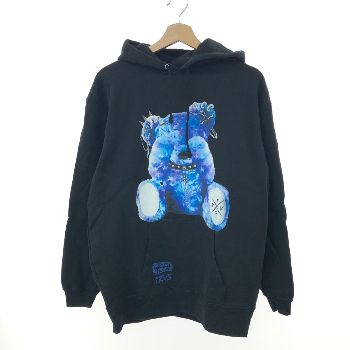 人気色‼️TRAVAS TOKYOトラバストーキョー　ロゴファーブルゾン　ブルー TRAVAS TOKYO バックロゴ ファー パーカー コート アウター