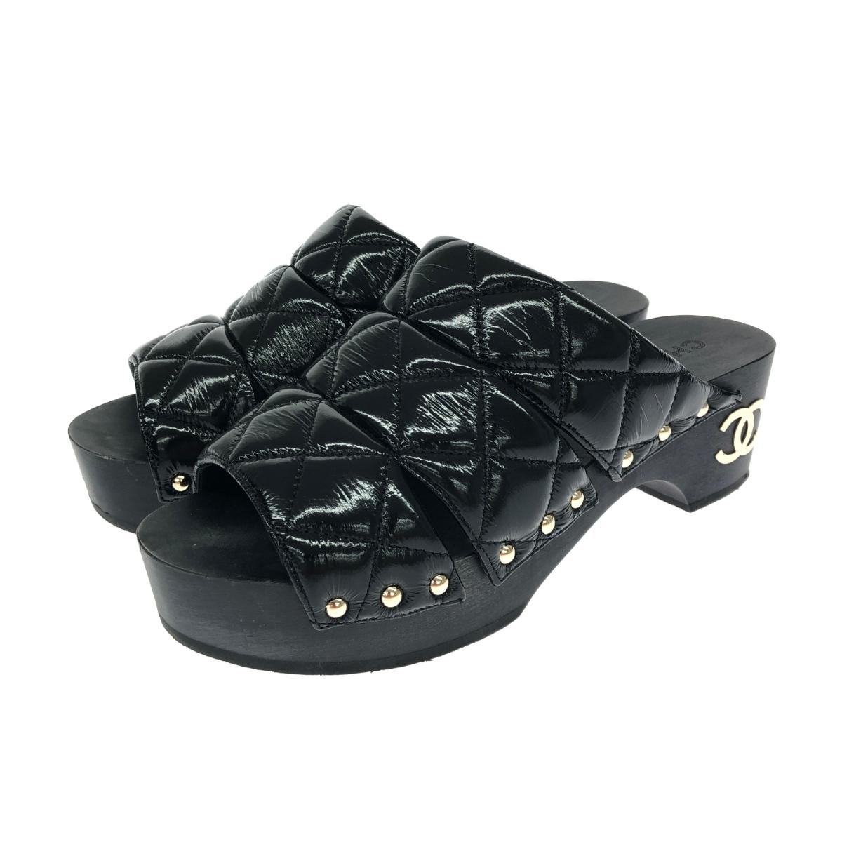 CHANEL シャネル クロッグサンダル  書きあらわす大きさ:37 24Ｐ/マトラッセ/ココマーク    黒いこと レディース【中古】