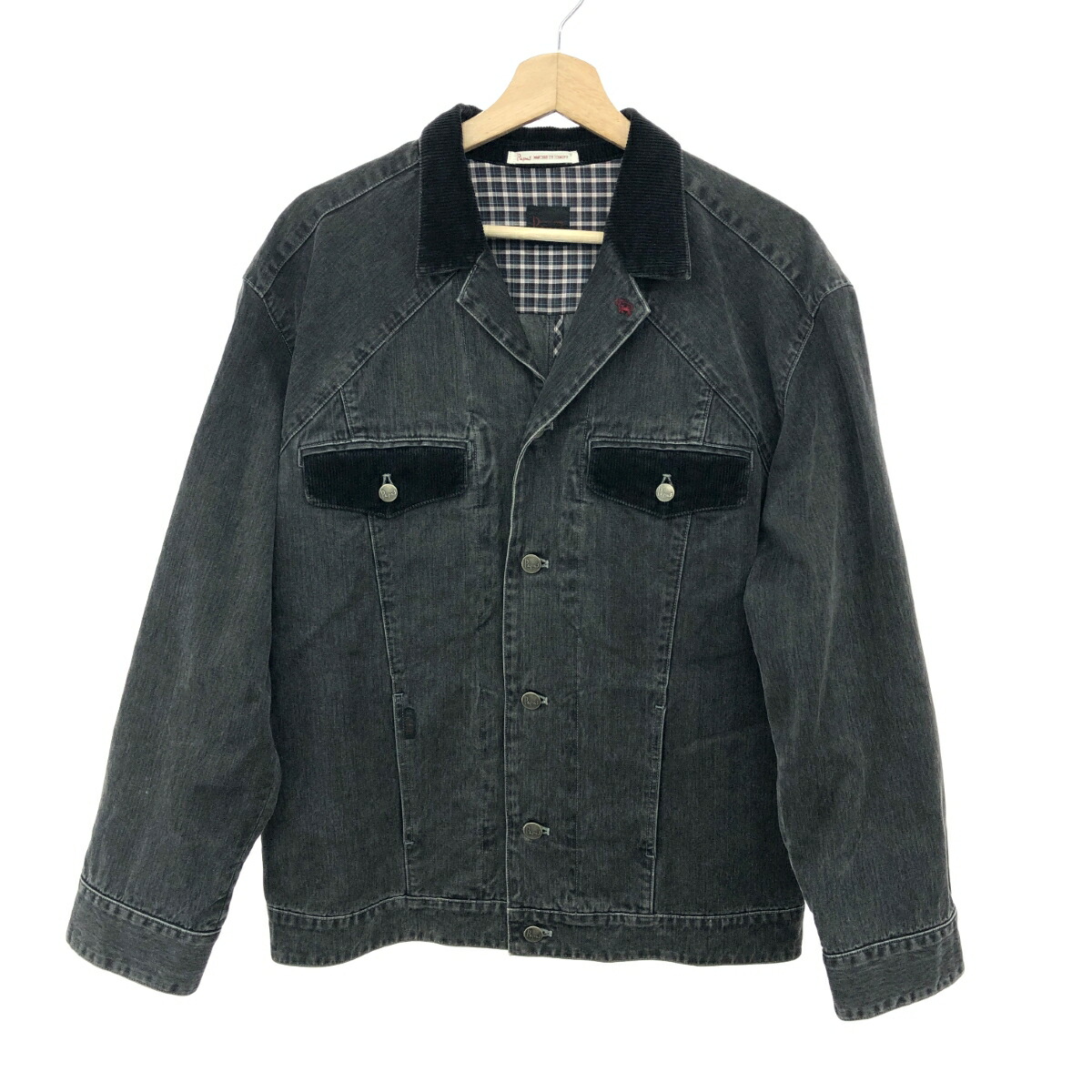 PAPAS パ通り手形 トラッカージャケット  大きさ:M コール天うつり変わり    黒いこと メンズ【中古】