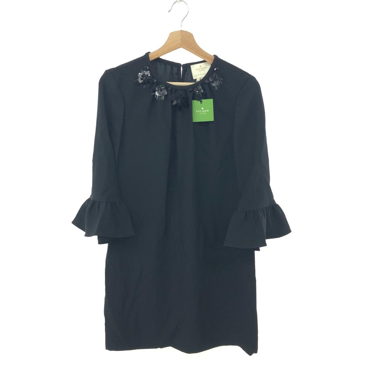 Kate spade ケイトスペード ビジュー付衣装 新品負けず劣らず 大きさ:2 長袖/御花/オケージョン/フラウンス捩り    黒いこと レディース【中古】