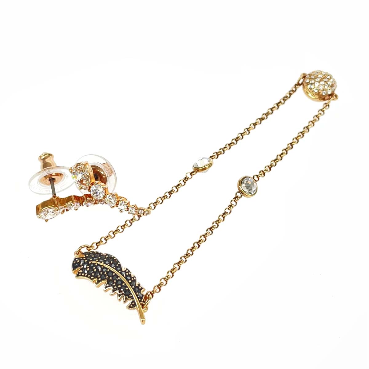 Atelier Swarovsk アトリエスワロフスキー 腕輪＆ピアス 好ましい  パヴェ 伝達ルート石ころ 羽毛    ゴールド色つや レディース【中古】