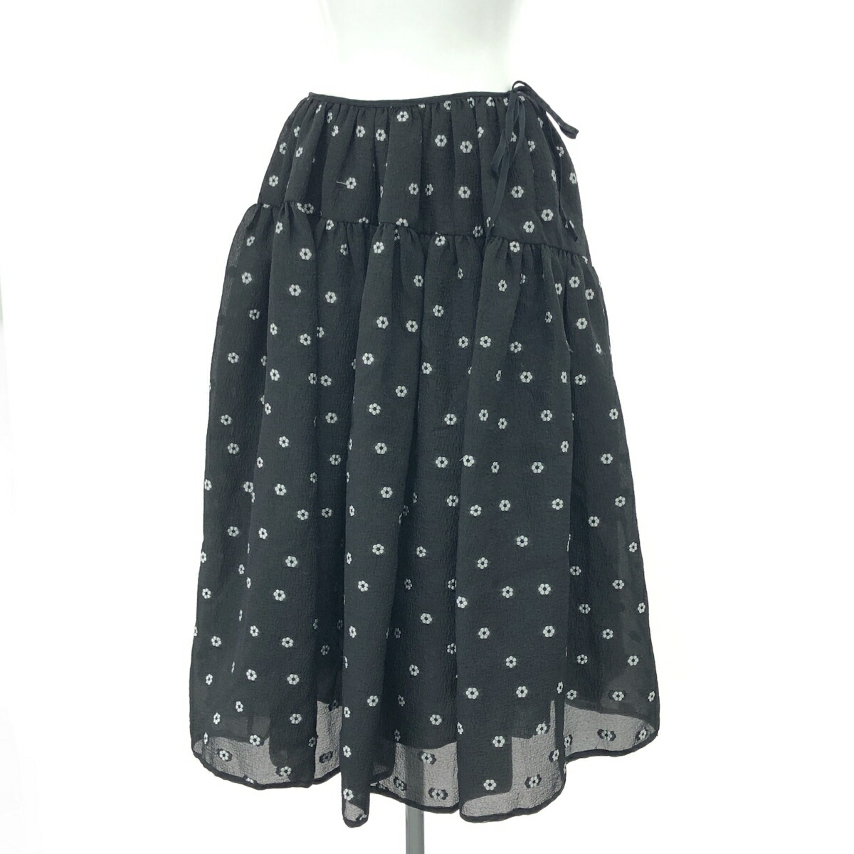 CECILIE BAHNSEN セシリーバンセン スカート サイズ:UK6 floral skirt/小花柄/ミディスカート 3410500046　4078 ブラック レディース【中古】