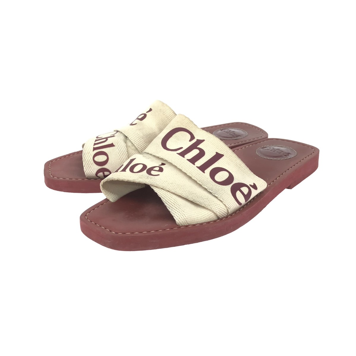 Chloe クロエ サンダル 表記サイズ:37 ロゴ/37 ボルドー レディース【中古】