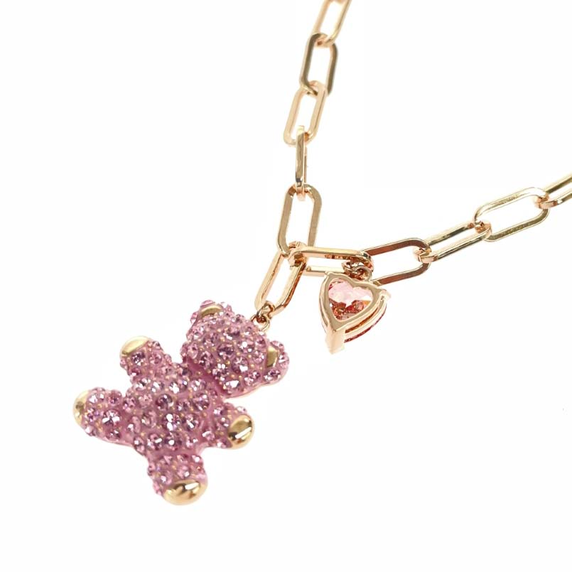 SWAROVSKI スワロフスキー テディチェーンブレスレット 未当て嵌める品  伝達ルート石ころ 5642978   ゴールド色つや/さくら色 レディース【中古】