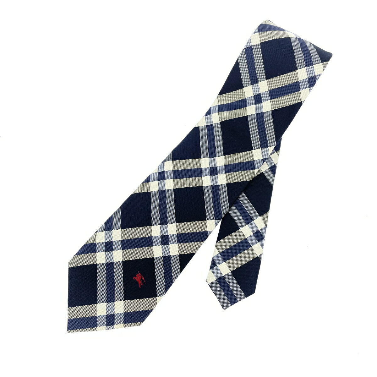 美品 バーバリー ブラックレーベル ネクタイ シルク ストライプ 白系 青 美品 バーバリー ブラックレーベル ネクタイ シルク ストライプ