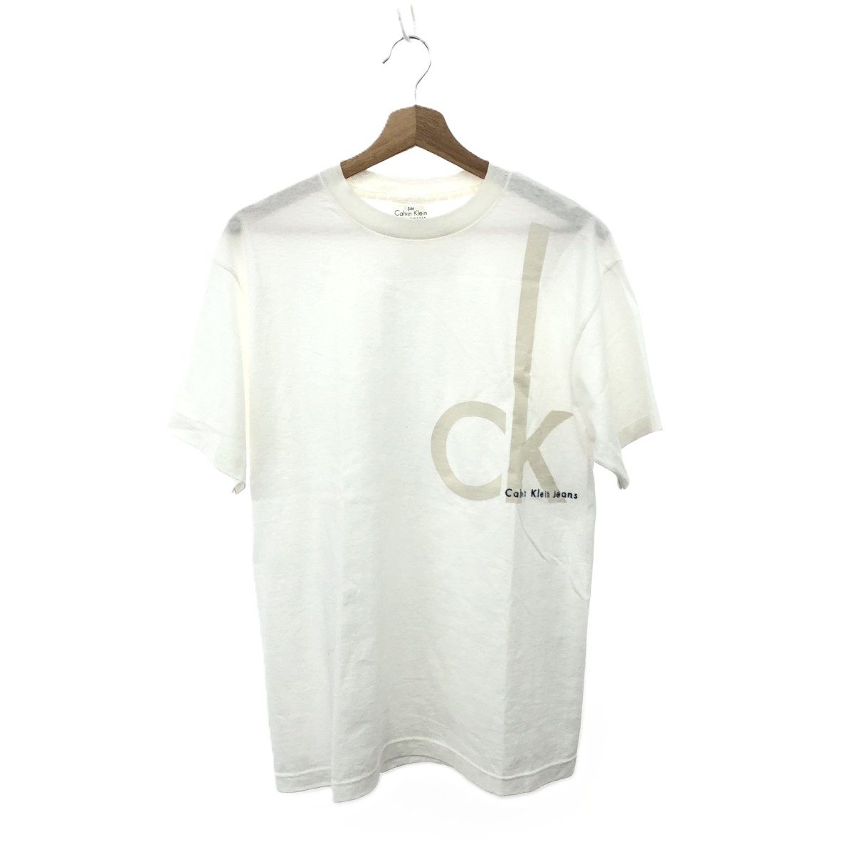 Calvin Klein Jeans カルバンクラインジーンズ 半袖カットソー 良好 サイズ:S-M ロゴプリント・刺繍 USA製 ホワイト ユニセックス【中古】｜リサイクル ティファナ