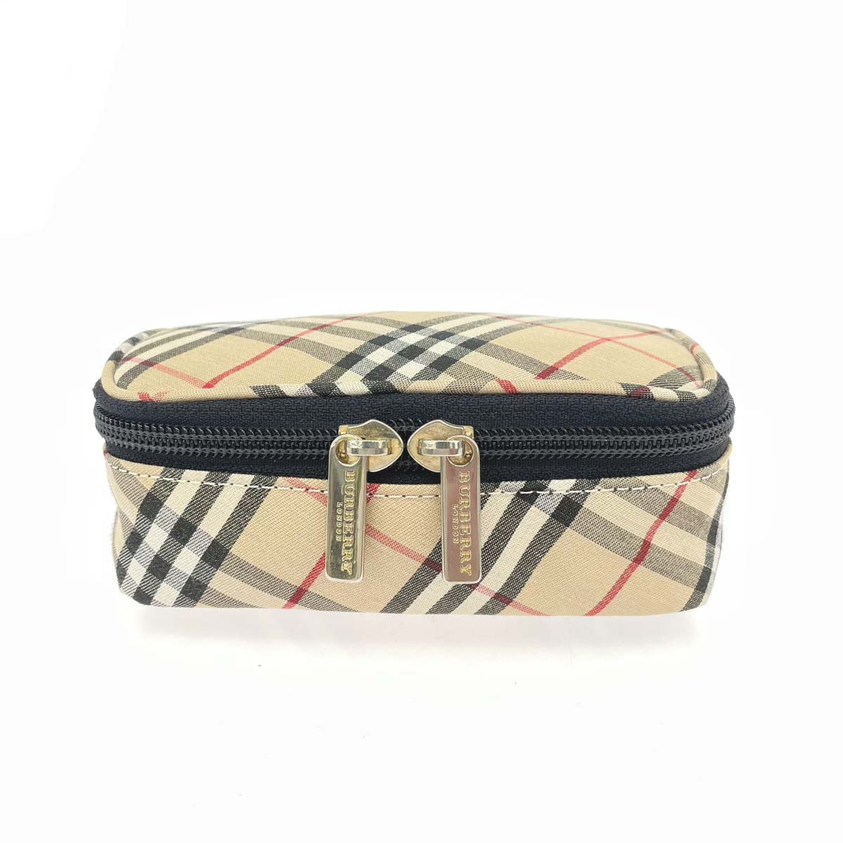 ★百貨店大売り出し客体商いもの★  BURBERRY BLUE LABEL バーバリーブルーレーベル コスメポーチ   ノバチェック    ベージュ レディース【中古】