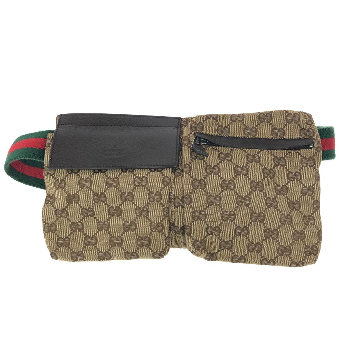 GUCCI グッチ 酉の方角御徒面子   シェリー酒伝達ルート/GG帆布 28566   ベージュ ユニ一発やる【中古】