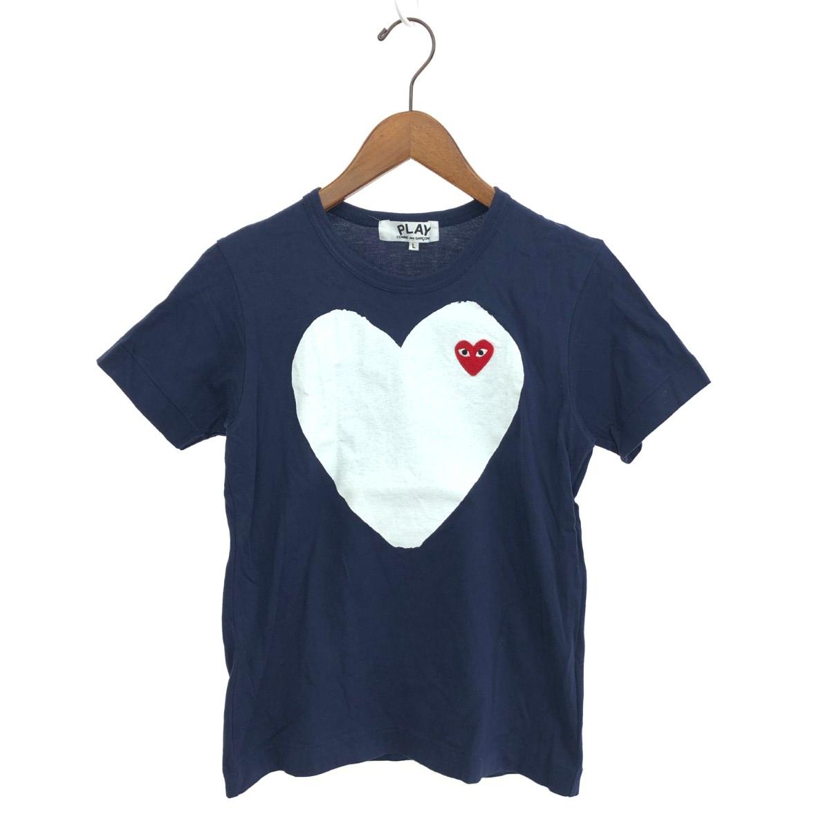 PLAY COMMEdesGARCONS プレイコムデギャルソン 半袖カットソー サイズ:L AZ-T183/AD2012 ネイビー レディース【中古】