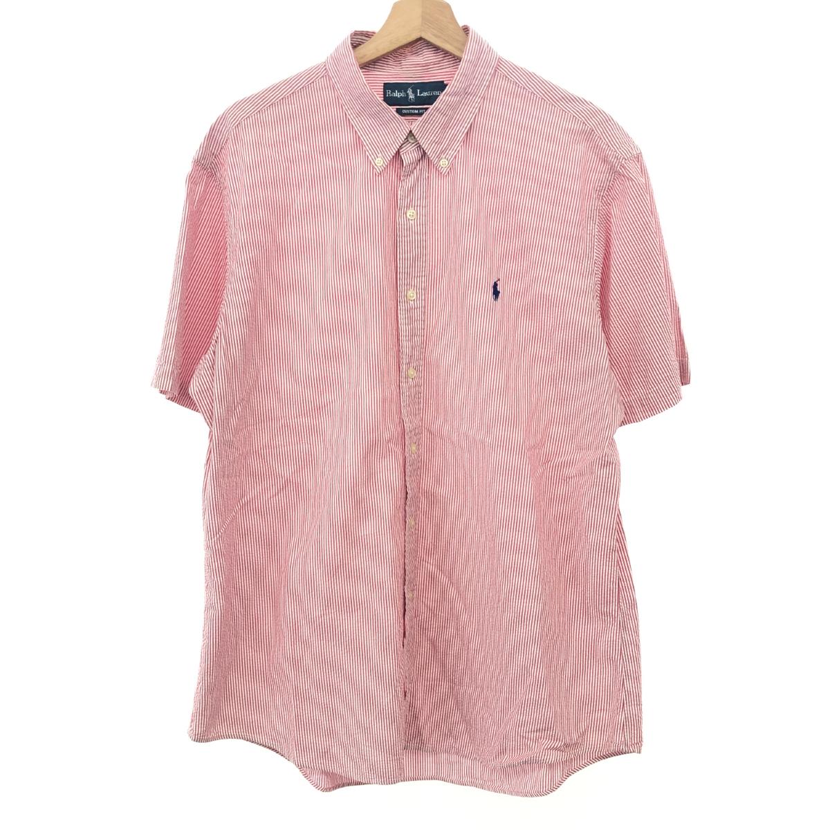 POLO RALPH LAUREN ポロラルフローレン 半袖シャツ サイズ:XL シアサッカー レッド メンズ【中古】