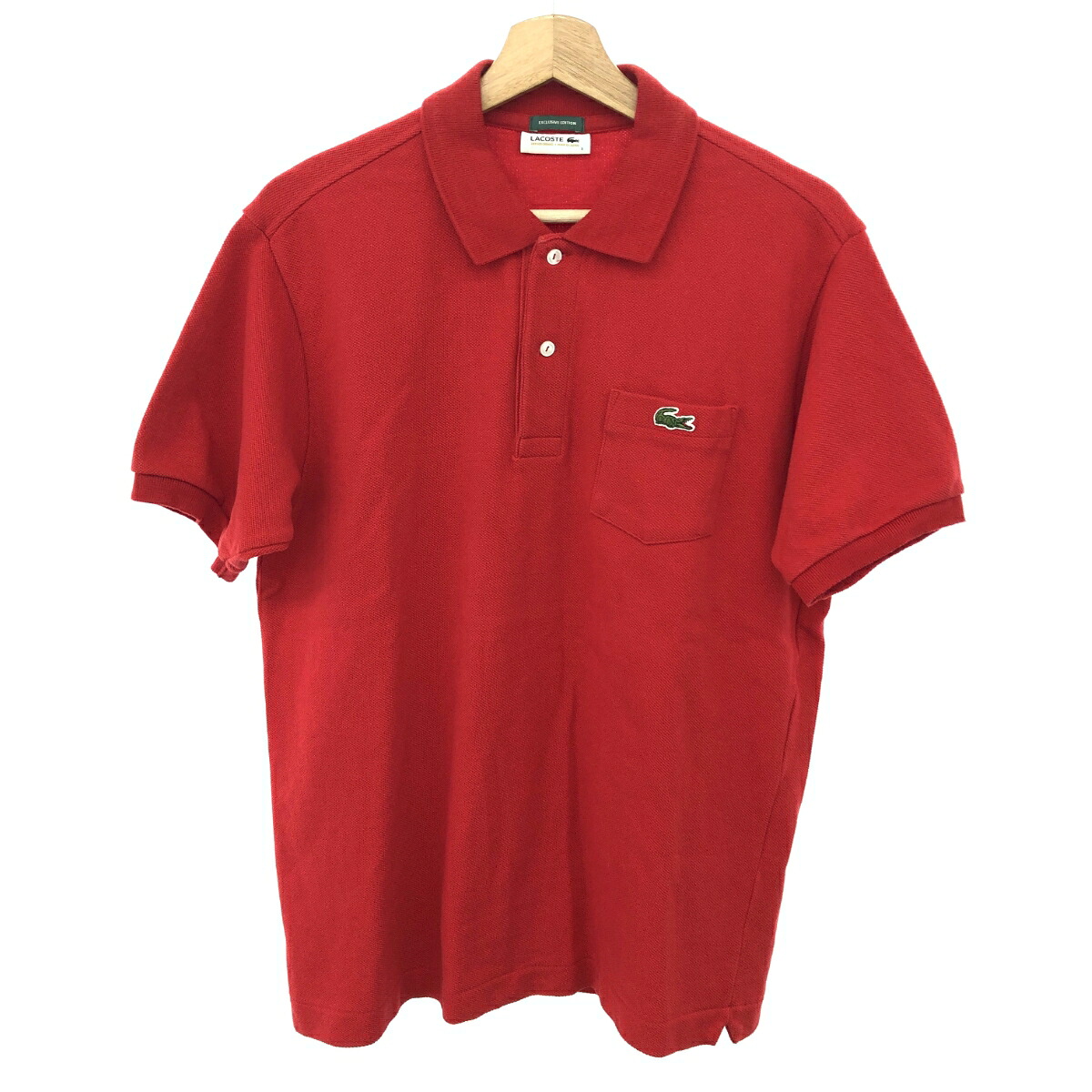 LACOSTE ラコステ 半袖ポロシャツ サイズ:3 文字ワニ/ピケ/エクスクルーシブエディション レッド メンズ【中古】