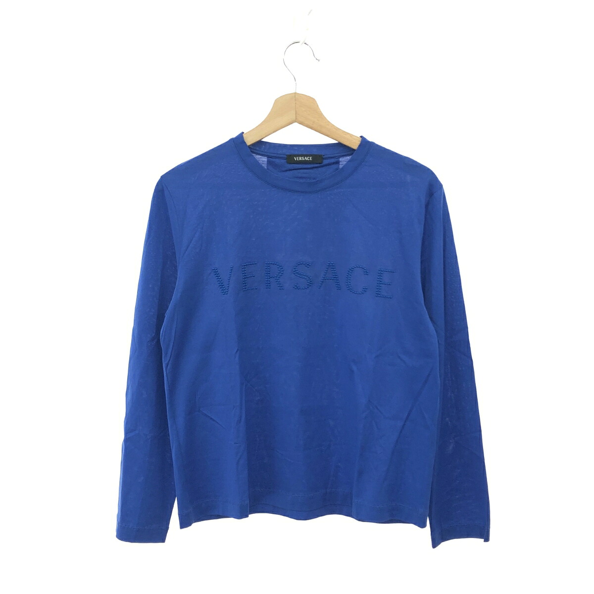 VERSACE COLLECTION ヴェルサーチコレクション 長袖カットソー 良好 サイズ:48 ロゴ刺繍 ブルー メンズ【中古】|リサイクル ティファナ