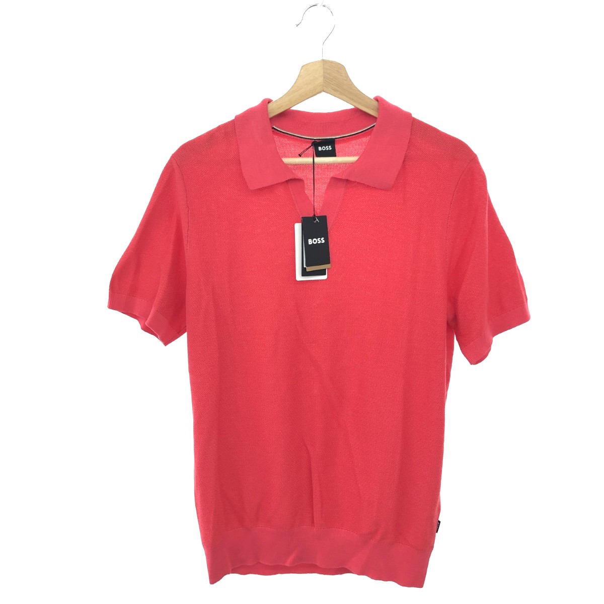 HUGO BOSS ヒューゴボス スキッパーポロシャツ 未使用品 サイズ:M 半袖 レッド/ピンク メンズ【中古】