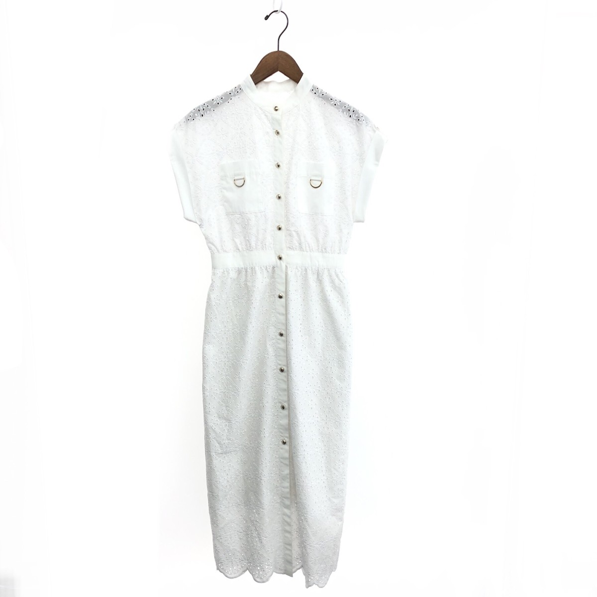 Loulou Willoughby ルルウィルビー エンブロイダリーワンピース　 未使用品 サイズ:2 カットワーク/定価68200 ホワイト レディース【中古】