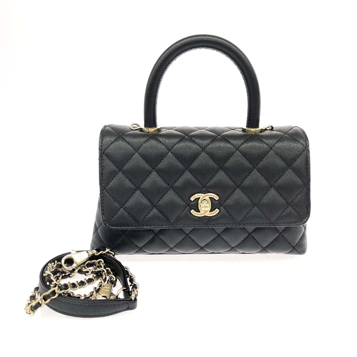 CHANEL シャネル ハンドバッグ/トップハンドル24 美品 キャビアスキン/ココマーク/ランダムシリ A92990 ブラック レディース【中古】|リサイクル ティファナ