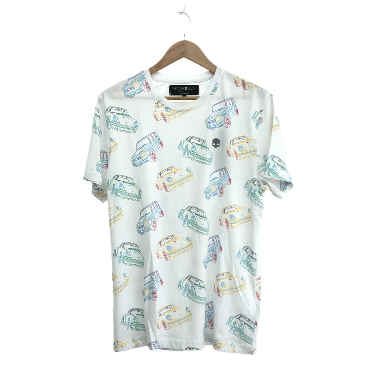 HYDROGEN ハイドロゲン カットソー 未使用品 サイズ:M 総柄/車/ALLOVER TEE ホワイト メンズ【中古】