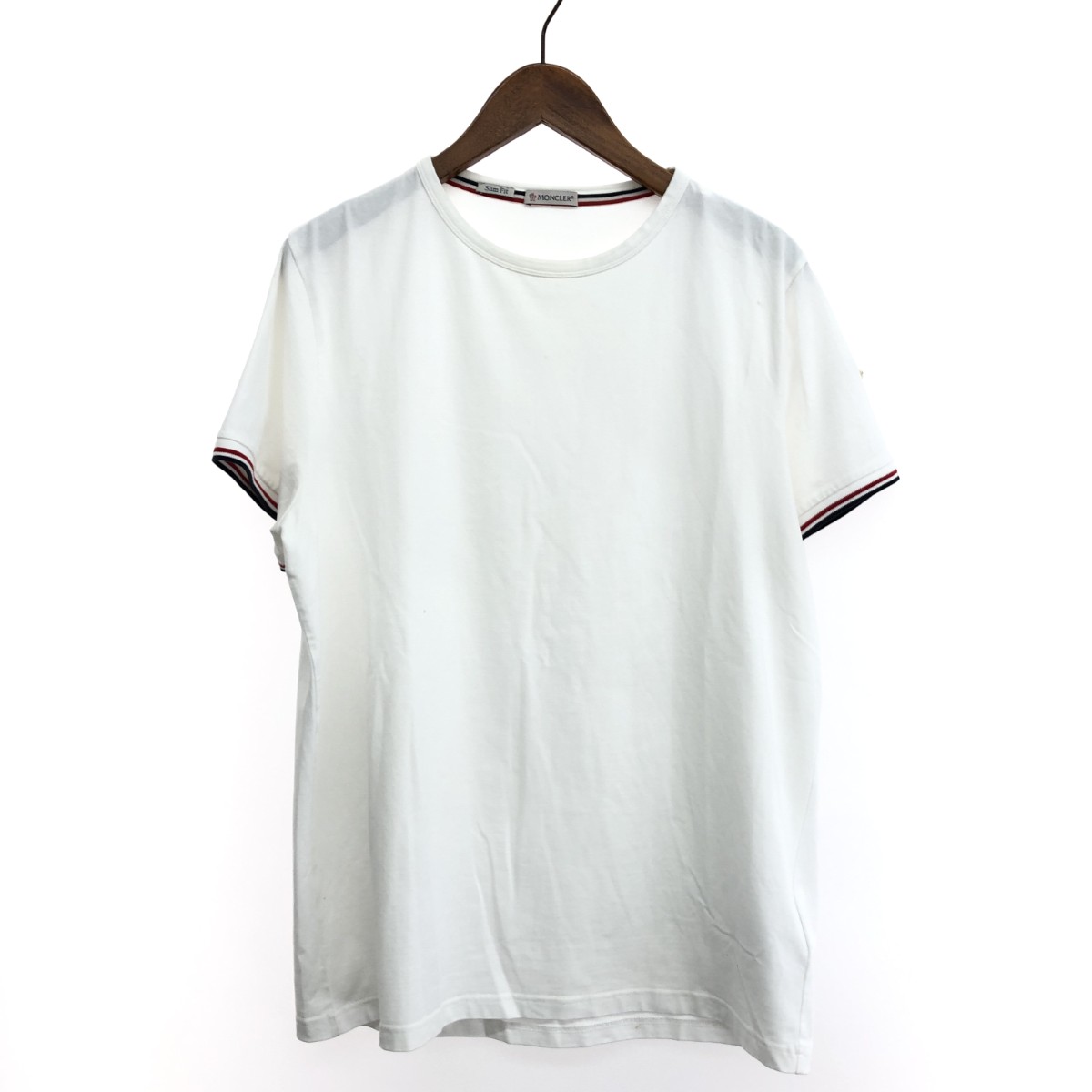 MONCLER モンクレール 袖ライン半袖カットソー サイズ:XL MAGLIA　T-SHIRT ホワイト メンズ【中古】