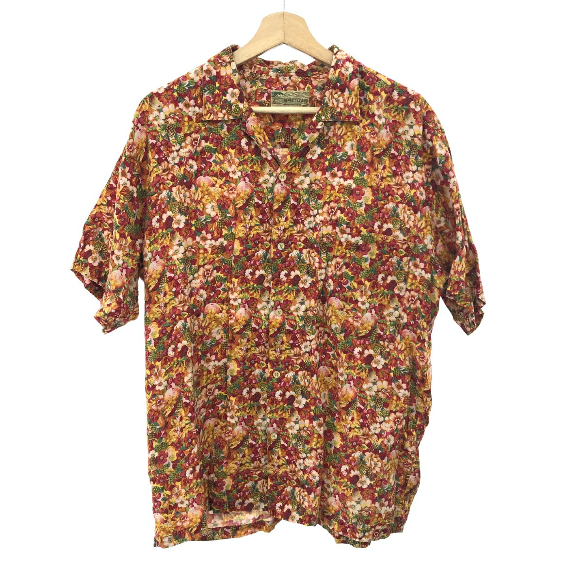 PAPAS パパス アロハシャツ サイズ:M レッド メンズ【中古】