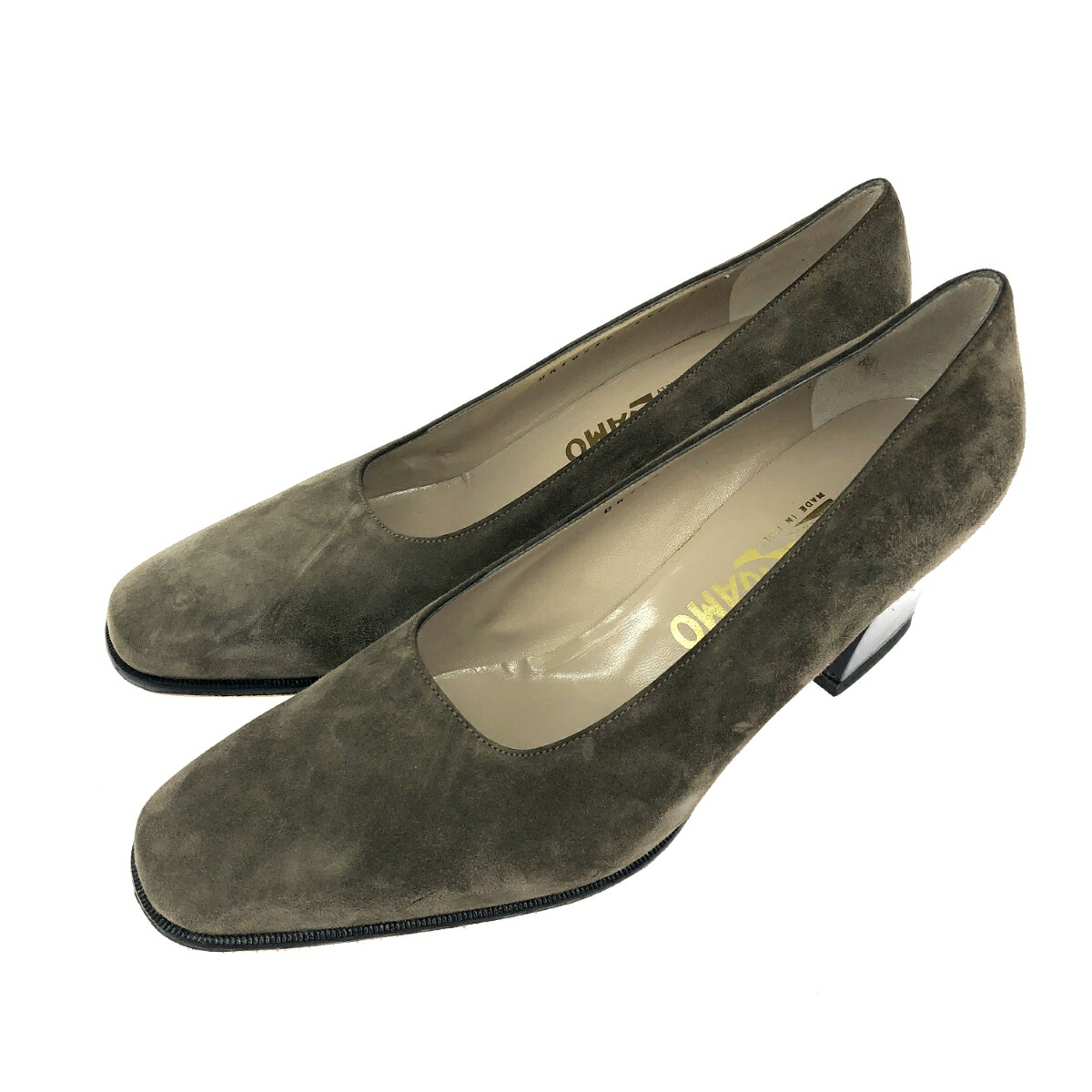 ✨新品✨ サルヴァトーレ フェラガモ ヴァラ　クロコ型押し レザー パンプス 良品 サルヴァトーレフェラガモ クロコ型押し レザー スクエアトゥ