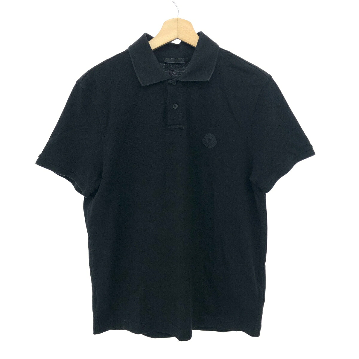 MONCLER モンクレール 半袖ポロシャツ/SS　POLO サイズ:M ラバーパッチ/バックロゴプリント 22年 ブラック メンズ【中古】