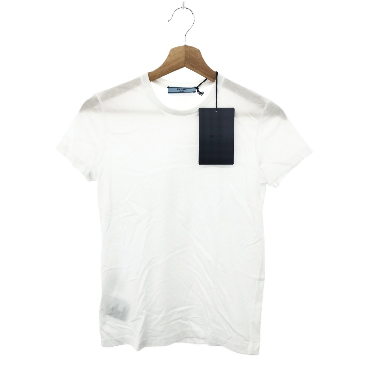 PRADA プラダ 半袖カットソー 未使用品 小さいサイズ:XS クルーネックTシャツ 24SS コットン100％ ホワイト レディース【中古】