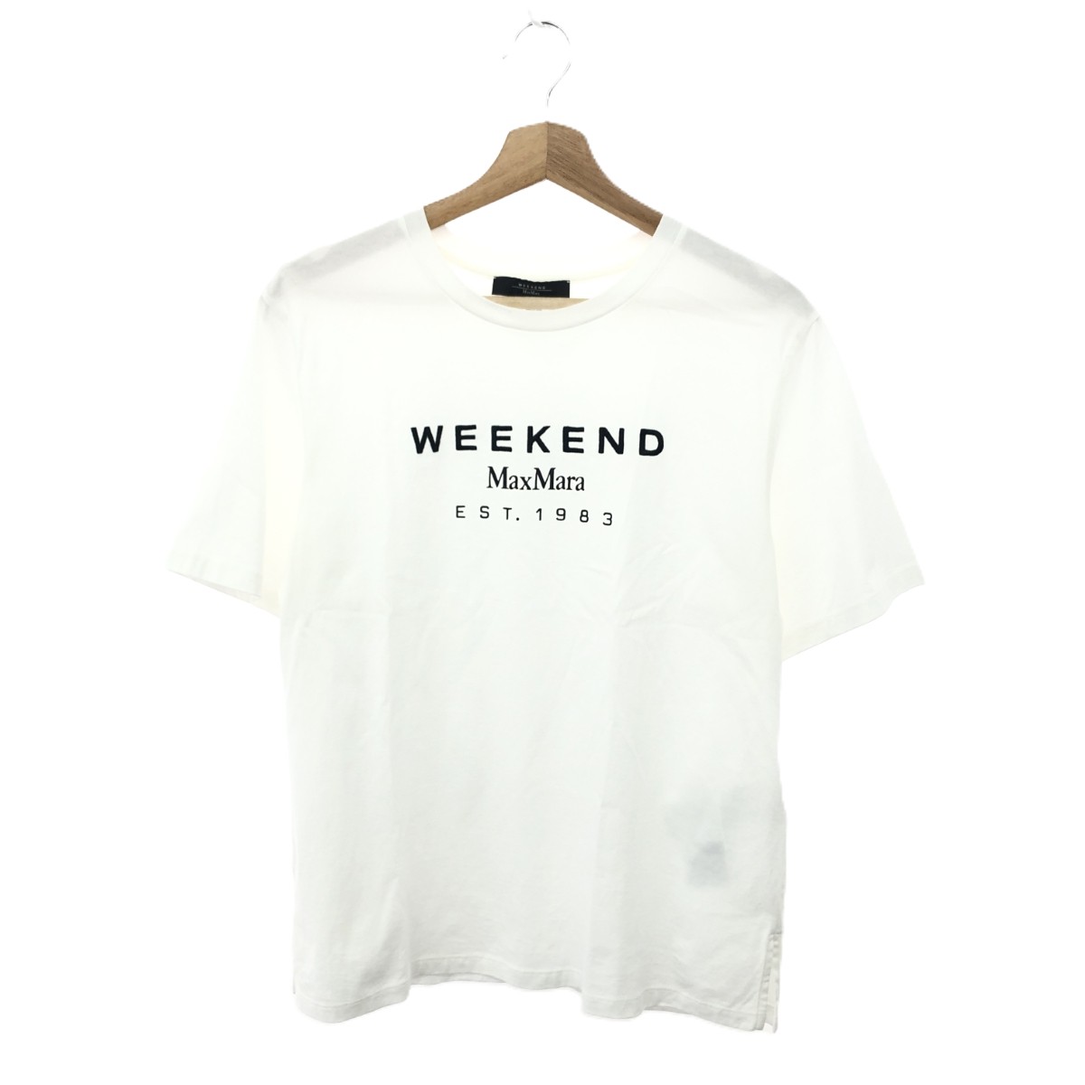 MAX MARA マックスマーラーウィークエンド サイドスリット半袖カットソー 良好 サイズ:L ロゴ刺繍/Tシャツ 24SS   ホワイト レディース【中古】