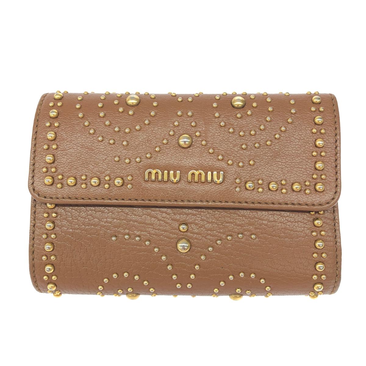 miu miu ブラウン 三つ折り財布 楽天市場】ミュウミュウ□ 三つ折り財布 5MH021_2CSB_F0NQY 牛革