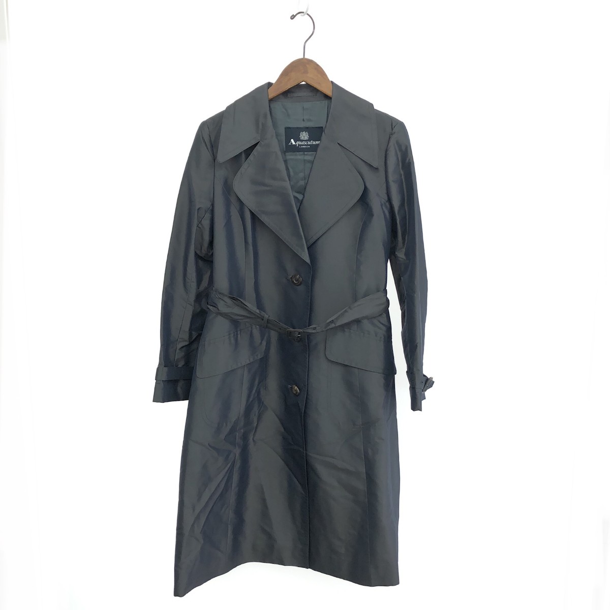Aquascutum アクアスキュータム トレンチコート 好ましい 大きさ:7F 地絹100％    薄墨色 レディース【中古】