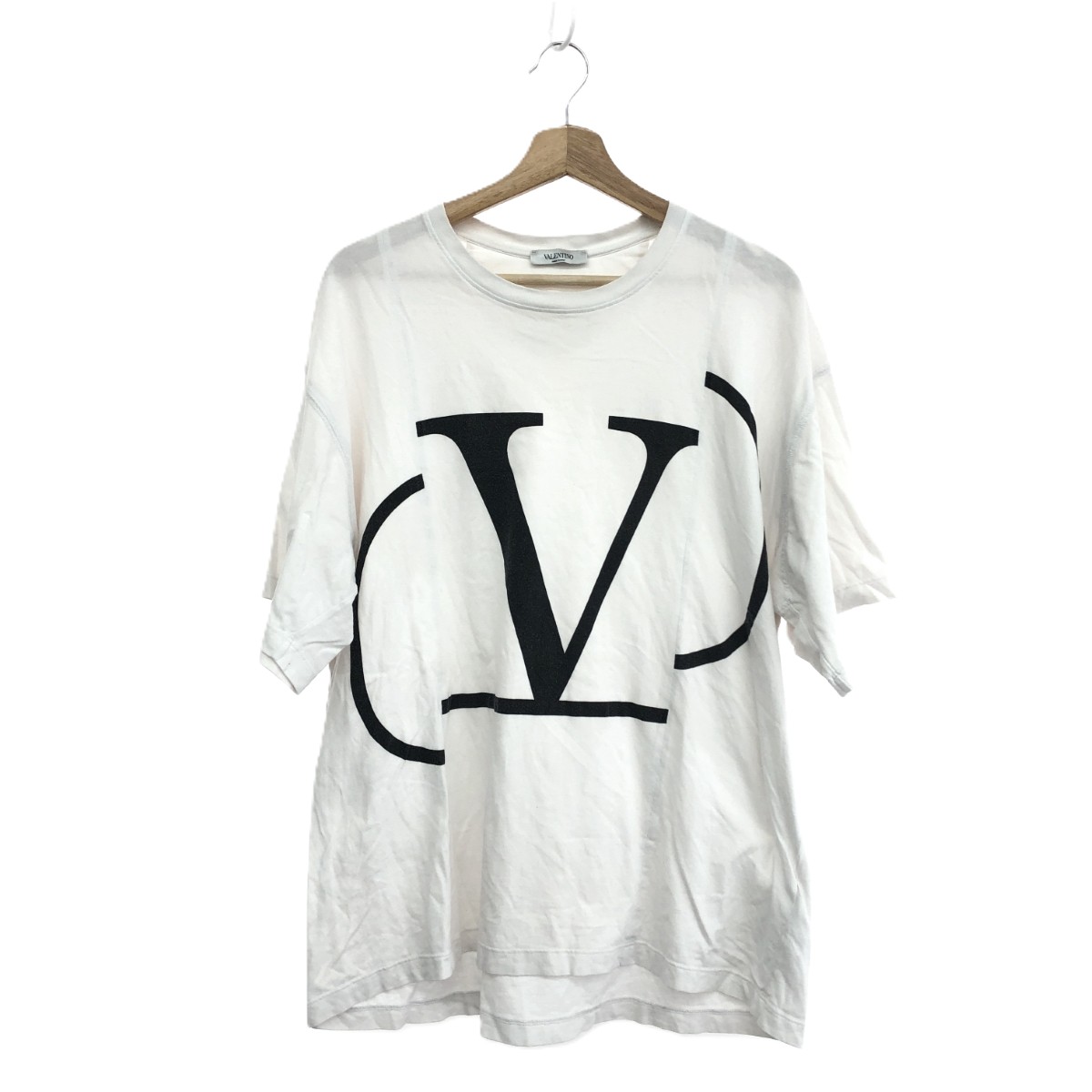 VALENTINO ヴァレンティノ ロゴ半袖カットソー サイズ:M 0000045669 01 ホワイト メンズ【中古】