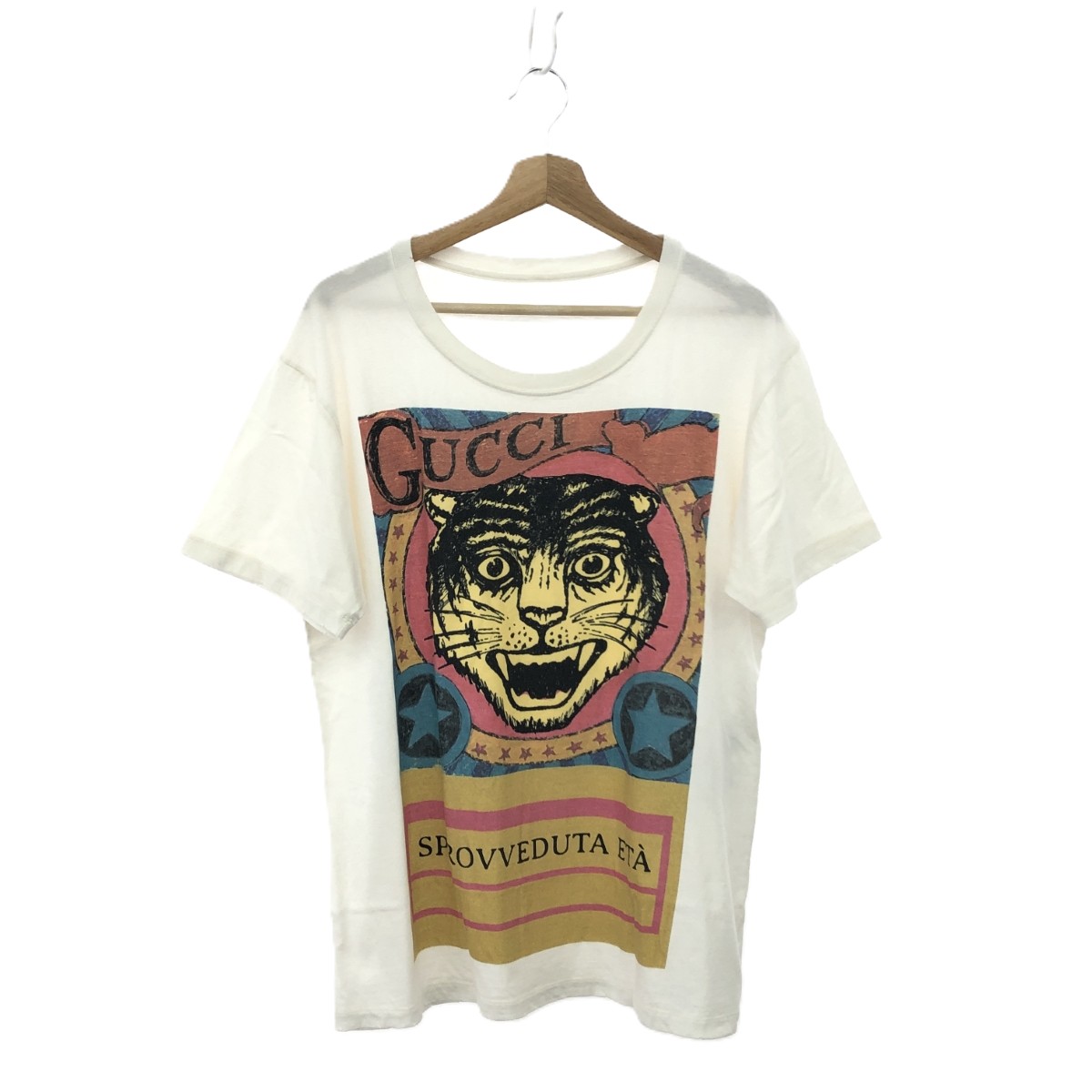 GUCCI グッチ 半袖カットソー/タイガー サイズ:S ヴィンテージ加工 493117-X3144 ホワイト メンズ【中古】|リサイクル ティファナ