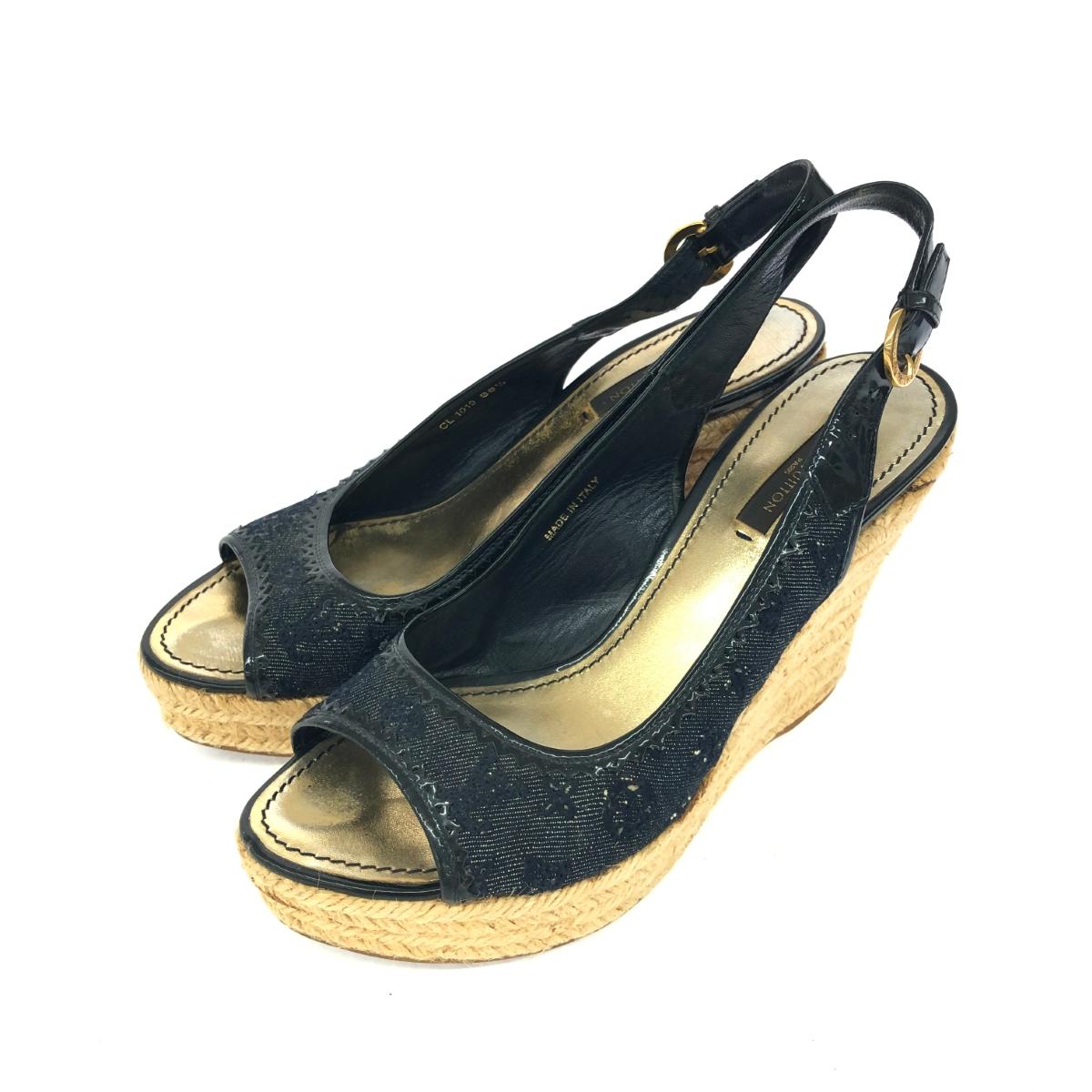 【美品】ルイヴィトン モノグラム デニム ヒール サンダル ミュール 23cm 楽天市場】ルイヴィトン モノグラム・デニム ウェッジソール・サンダル