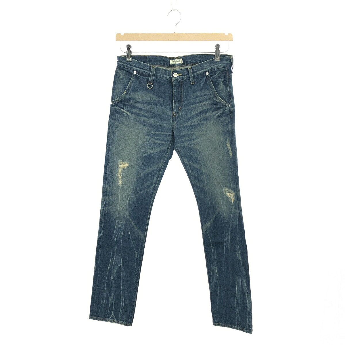 SOPHNET. ソフネット デニムパンツ サイズ:M シンチバック/ダメージ加工 SOPH-110132 ブルー メンズ【中古】