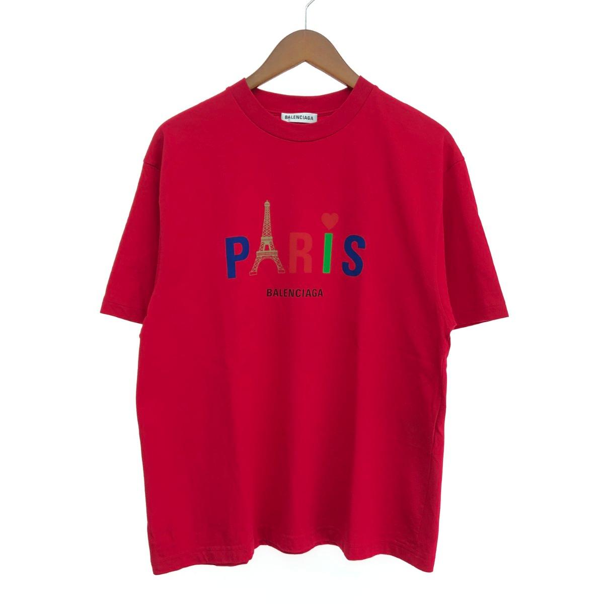 BALENCIAGA バレンシアガ 半袖カットソー/パリロゴ サイズ:XS 594599 レッド メンズ【中古】 20,434円