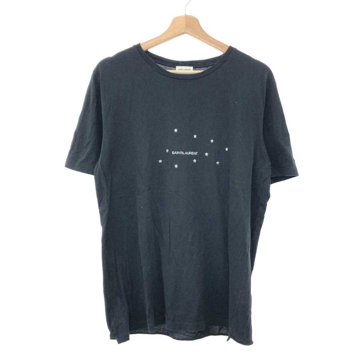 SAINT LAURENT PARIS サンローランパリ 半袖カットソー サイズ:S スターロゴ ブラック メンズ【中古】