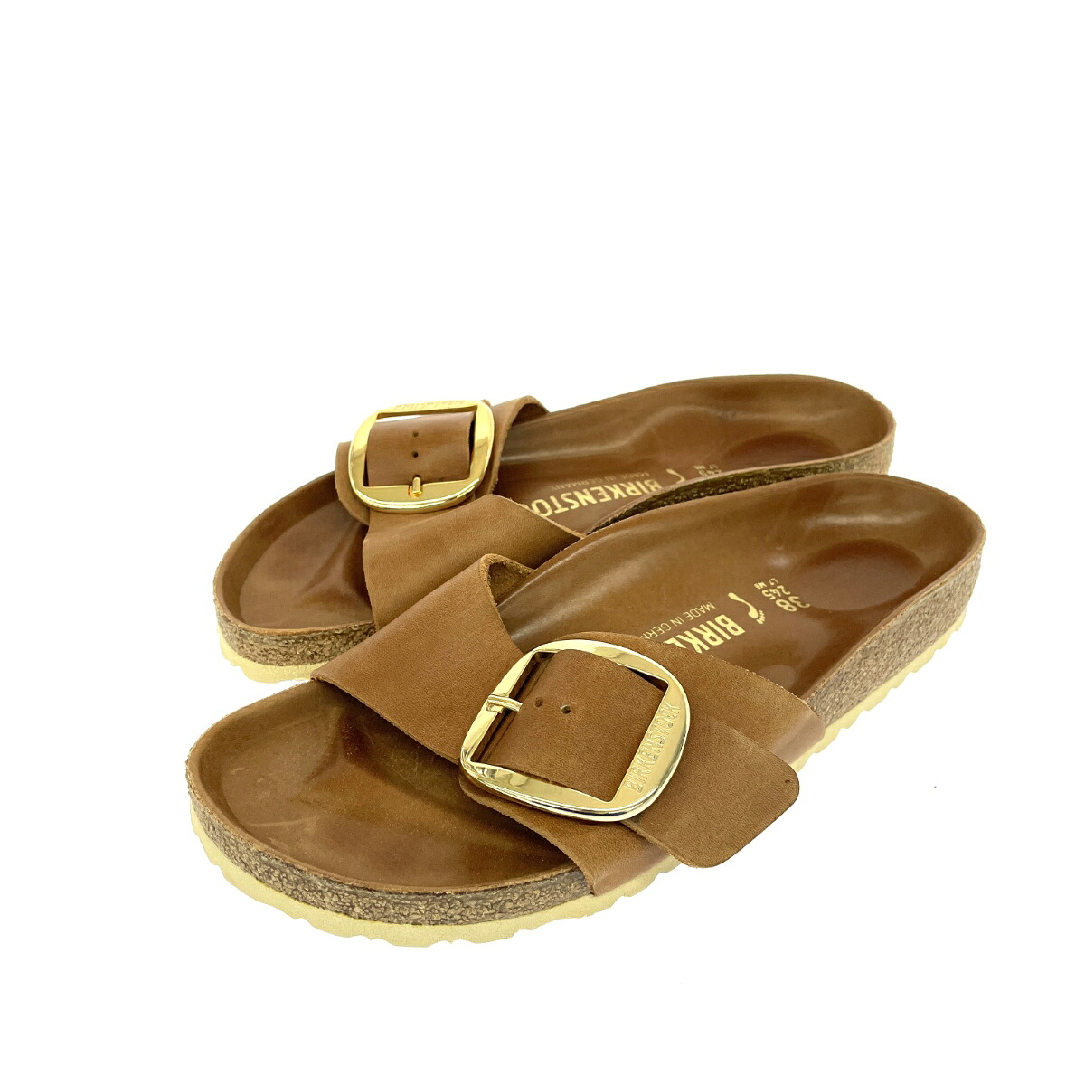 Birkenstock ビルケンシュトック サンダル/MADRID　Big　Buckle 良好 表記サイズ:24.5cm キャメル ブラウン レディース【中古】