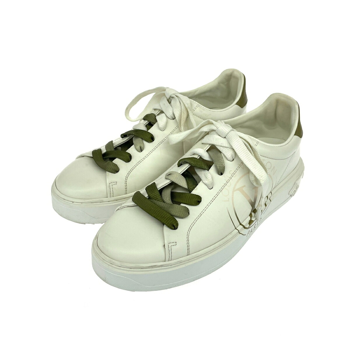 LOUIS VUITTON ルイヴィトン スニーカー/タイムアウトライン 良好 表記サイズ:37 LVロゴ/レザー 1AA1C1 ホワイト レディース【中古】｜リサイクル ティファナ