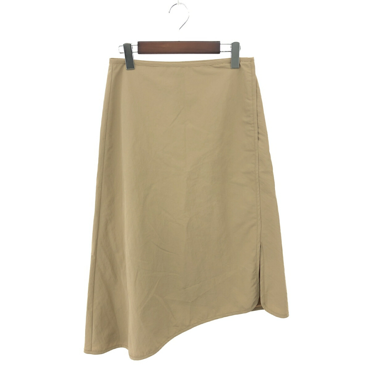 JIL SANDER ジルサンダー アシンメトリースカート サイズ:34 スリット入り ナイロン混 ベージュ レディース【中古】