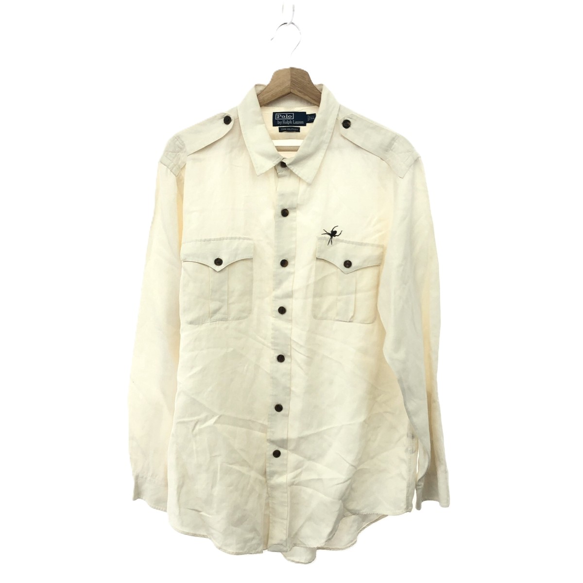 1990s POLOラルフ シルクリネン長袖シャツ 90s ralphlauren blake シルクリネン 長袖シャツ ブラック XL/ラルフ