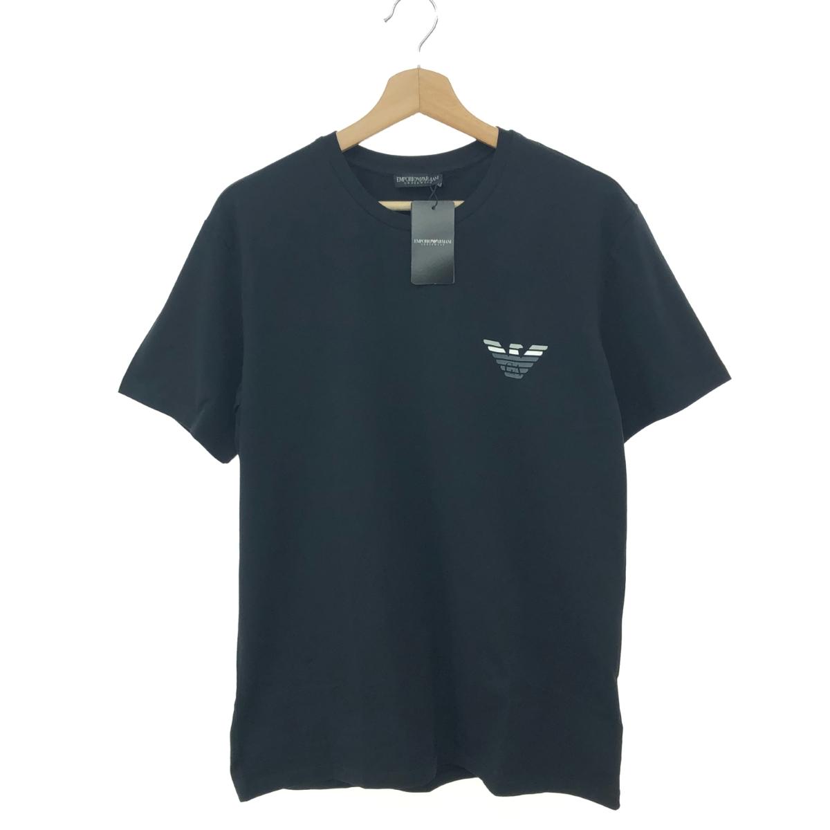 EMPORIO ARMANI エンポリオアルマーニ 半袖カットソー 未使用品 サイズ:L ロゴプリント/ストレッチ/Tシャツ ブラック メンズ【中古】