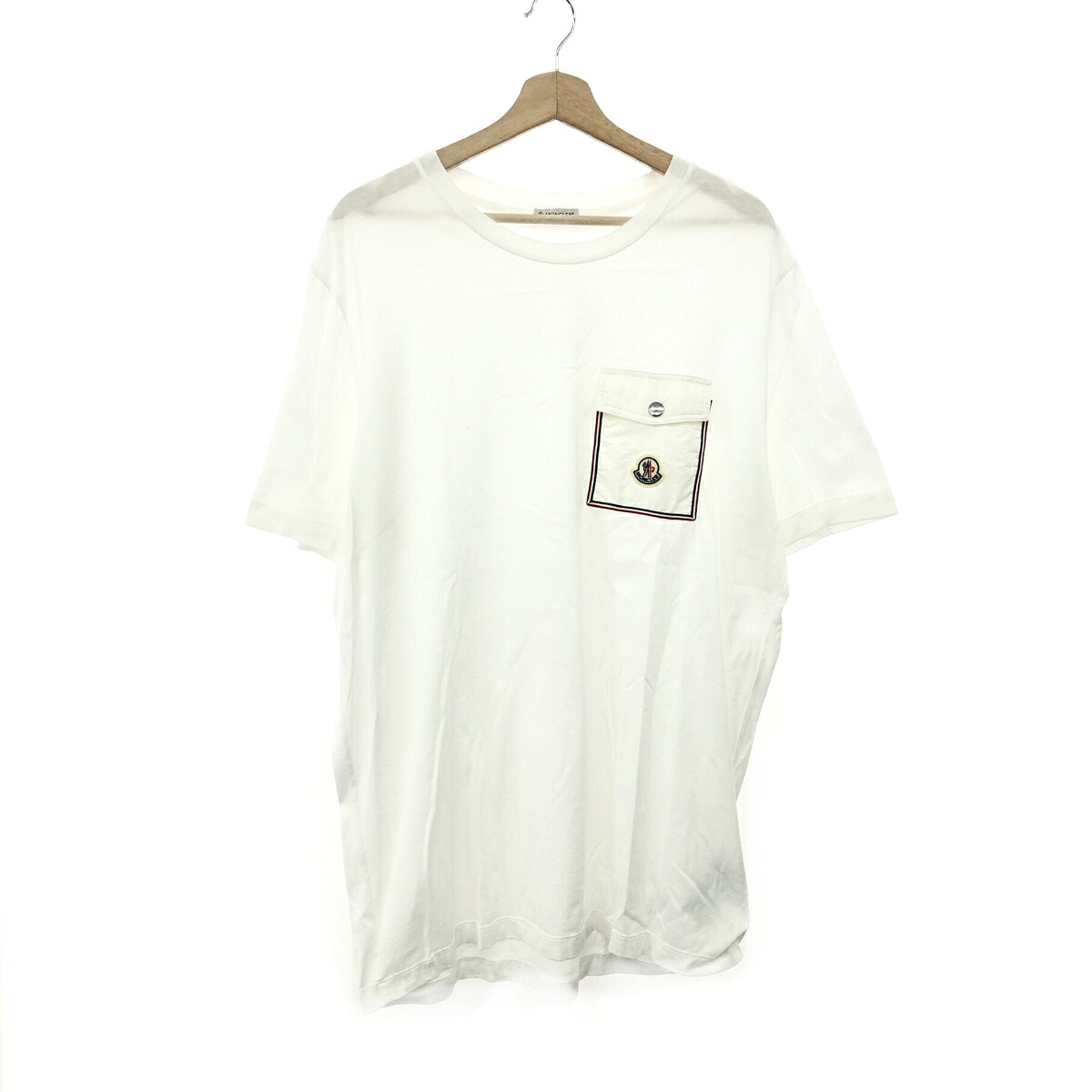 MONCLER モンクレール 半袖カットソー サイズ:L ナイロン切替 21SS H10918C00048 ホワイト メンズ【中古】