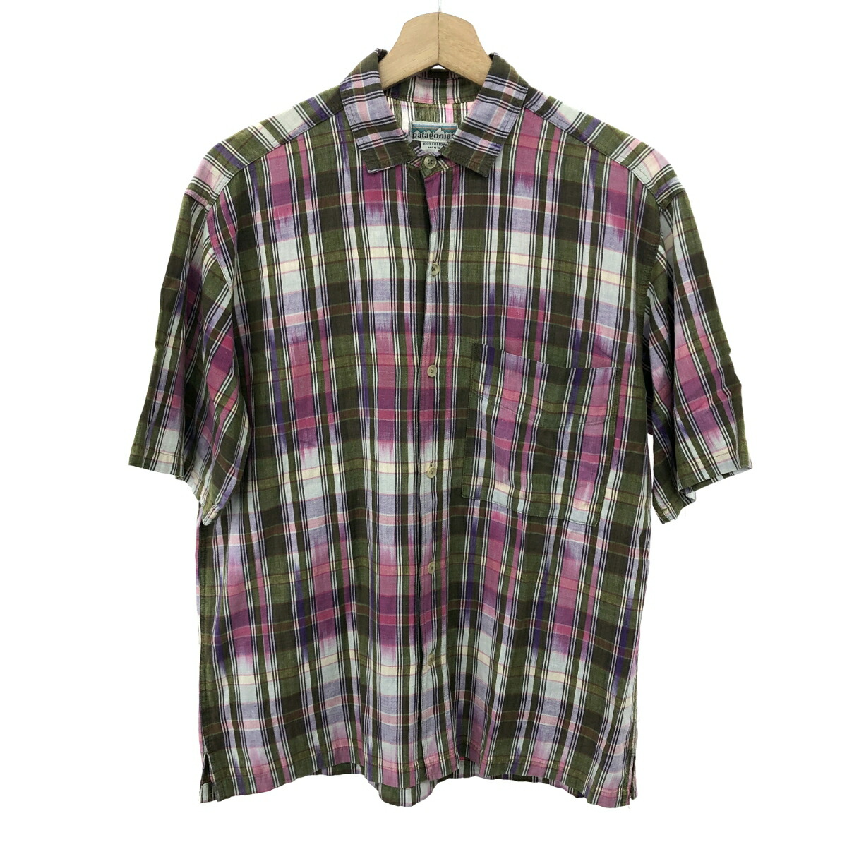 patagonia パタゴニア マドラスチェック半袖シャツ サイズ:S 90s/53011 ピンク/パープル メンズ【中古】
