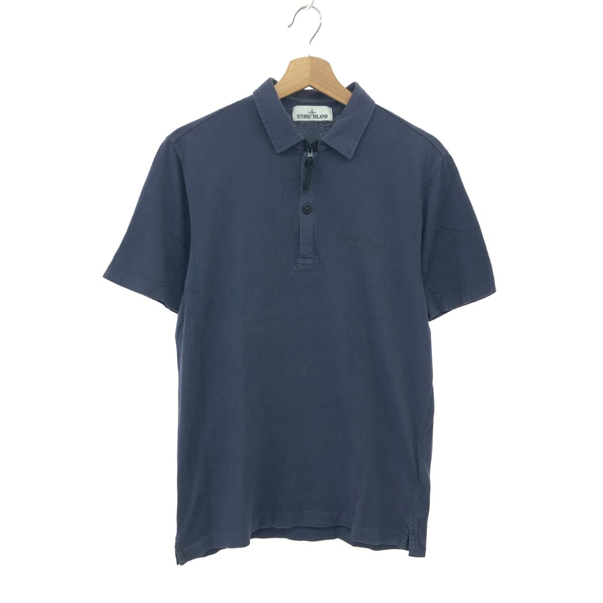 STONE ISLAND ストーンアイランド 半袖ポロシャツ サイズ:M ネイビー メンズ【中古】