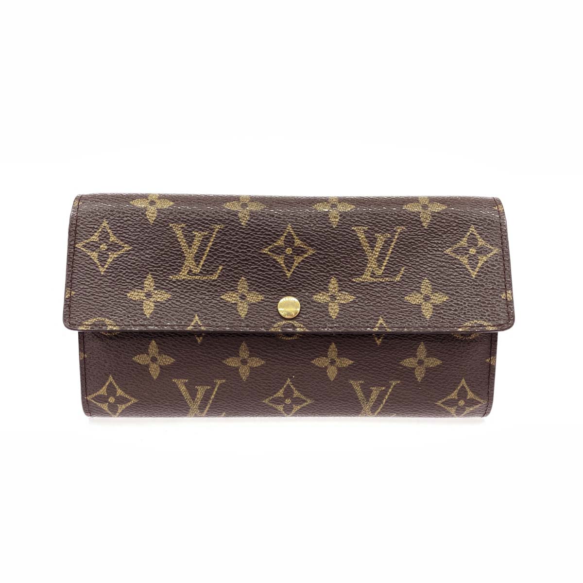 LOUIS VUITTON ルイヴィトン 二つ折り長札入れ/ポシェットポルトモネクレディ   モノグラム M61725   赤銅色 レディース【中古】